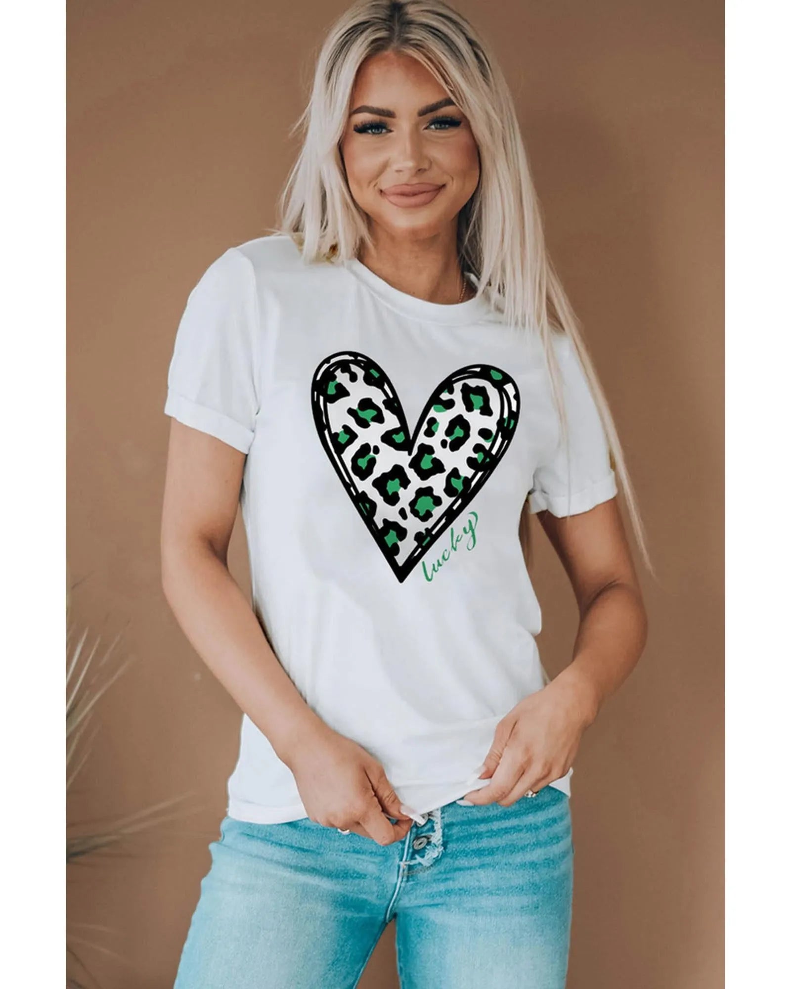 Azura Exchange Leopard Heart Print St Patricks Day T Shirt - 2XL - Scarlett Rolling