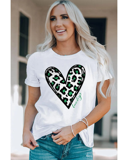 Azura Exchange Leopard Heart Print St Patricks Day T Shirt - 2XL - Scarlett Rolling