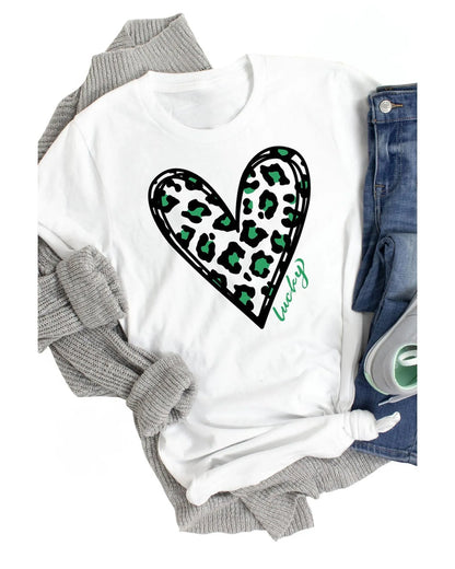 Azura Exchange Leopard Heart Print St Patricks Day T Shirt - 2XL - Scarlett Rolling