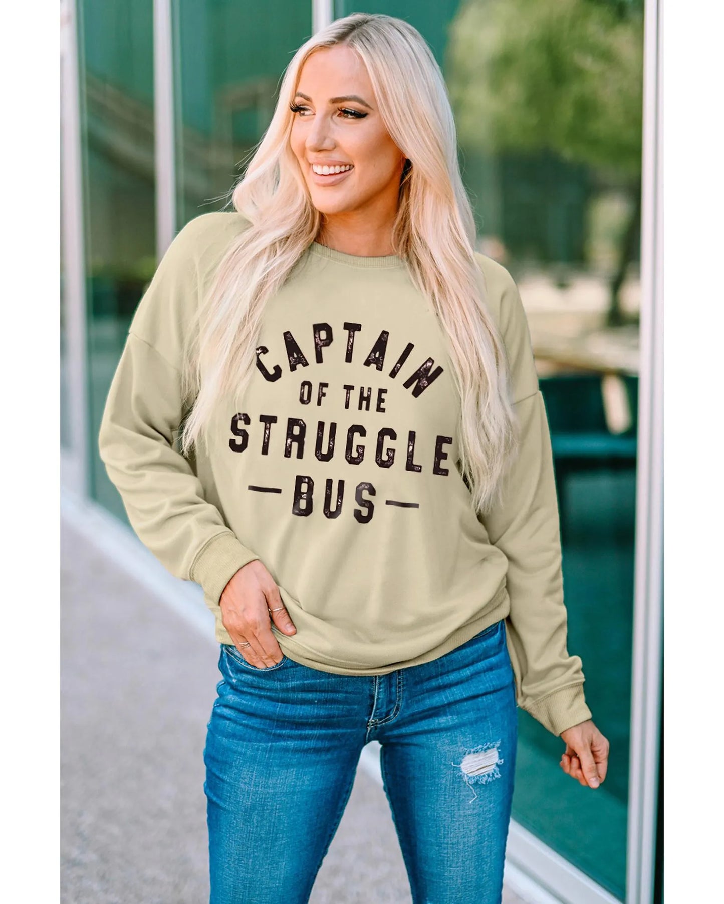 Azura Exchange Khaki Graphic Sweatshirt - S - Scarlett Rolling