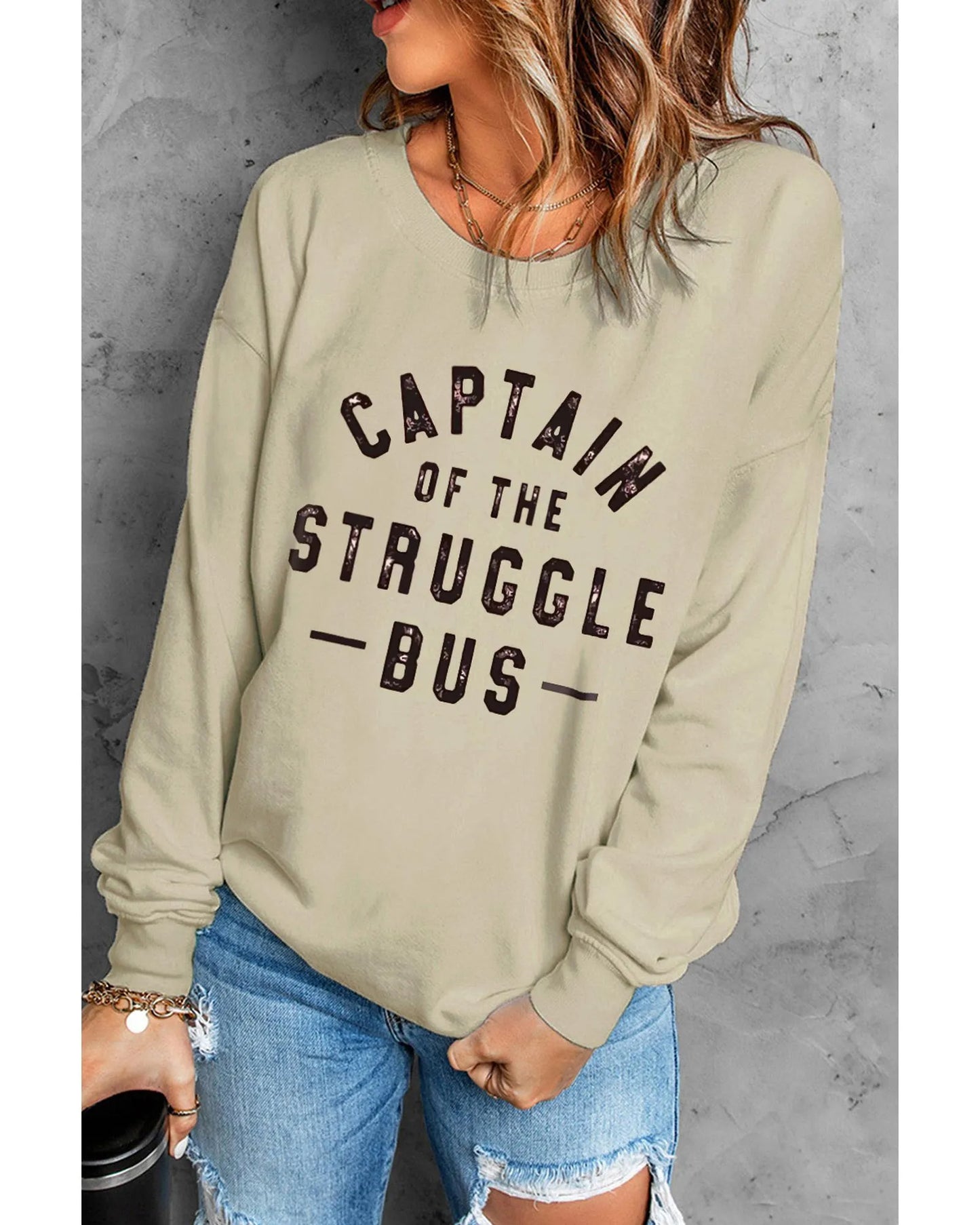 Azura Exchange Khaki Graphic Sweatshirt - S - Scarlett Rolling