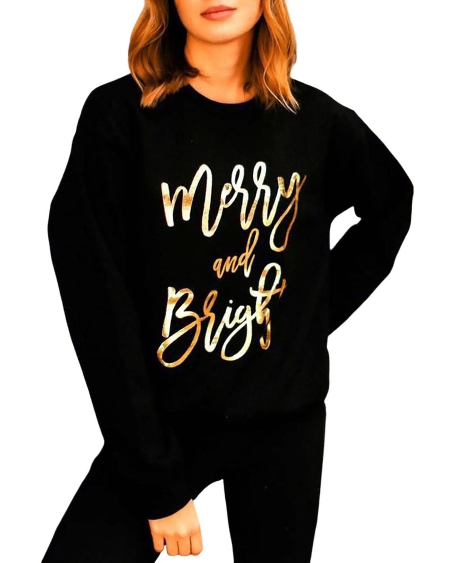 Azura Exchange Merry & Bright Print Sweatshirt - M - Scarlett Rolling