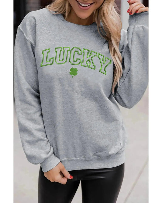 Azura Exchange Clover Embroidered Pullover Sweatshirt - L - Scarlett Rolling