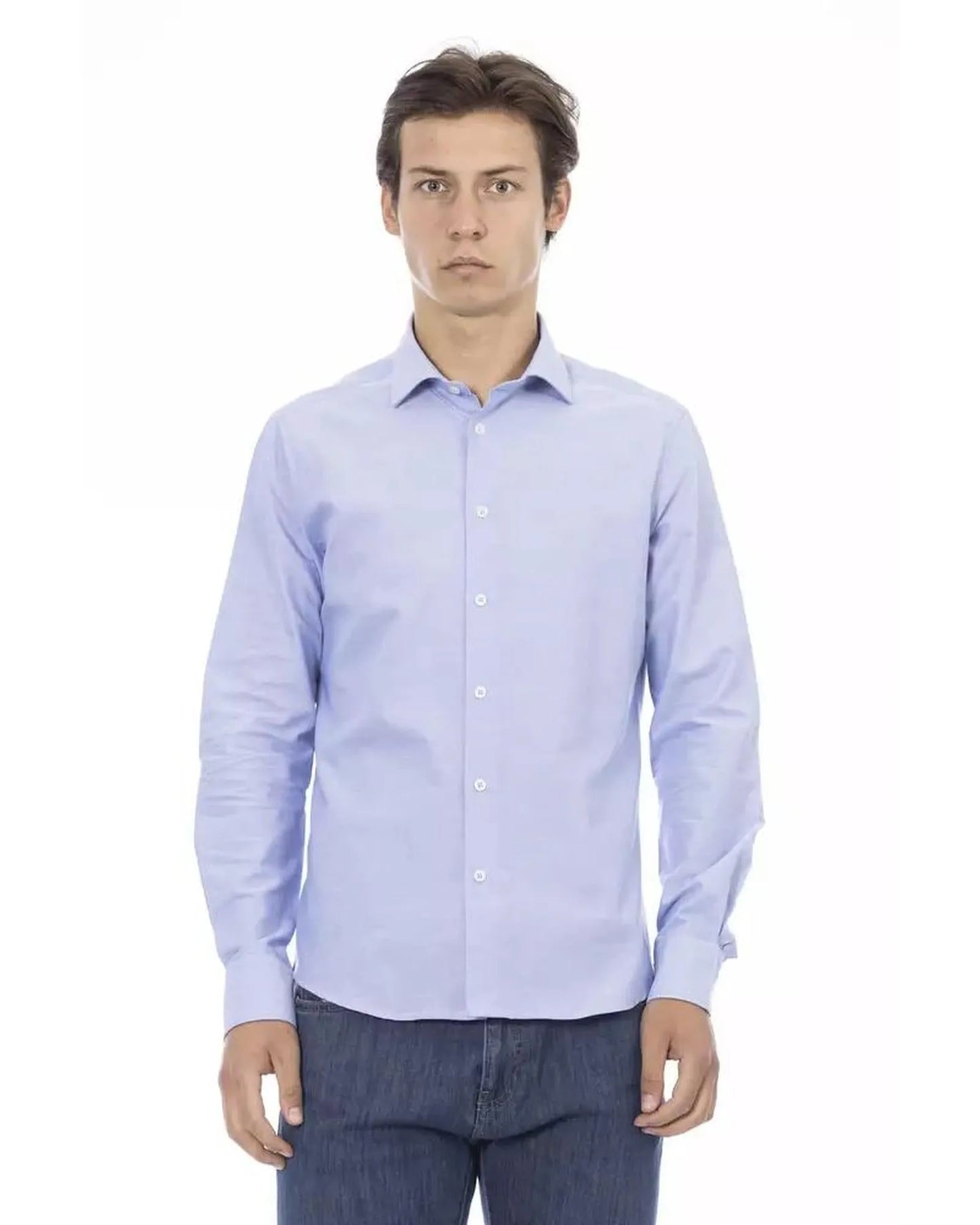 Baldinini Trend Men's Light Blue Cotton Shirt - L - Scarlett Rolling