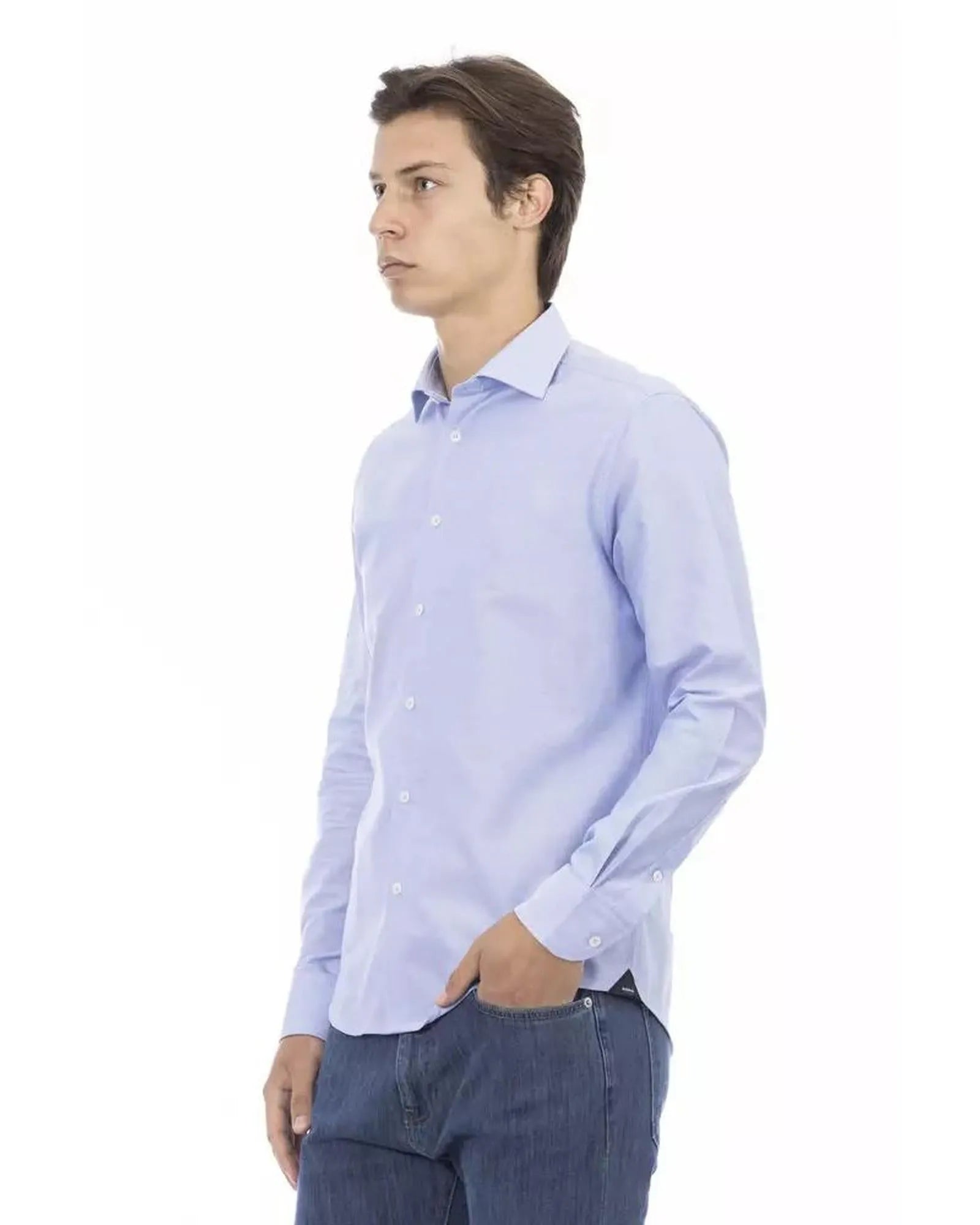 Baldinini Trend Men's Light Blue Cotton Shirt - L - Scarlett Rolling