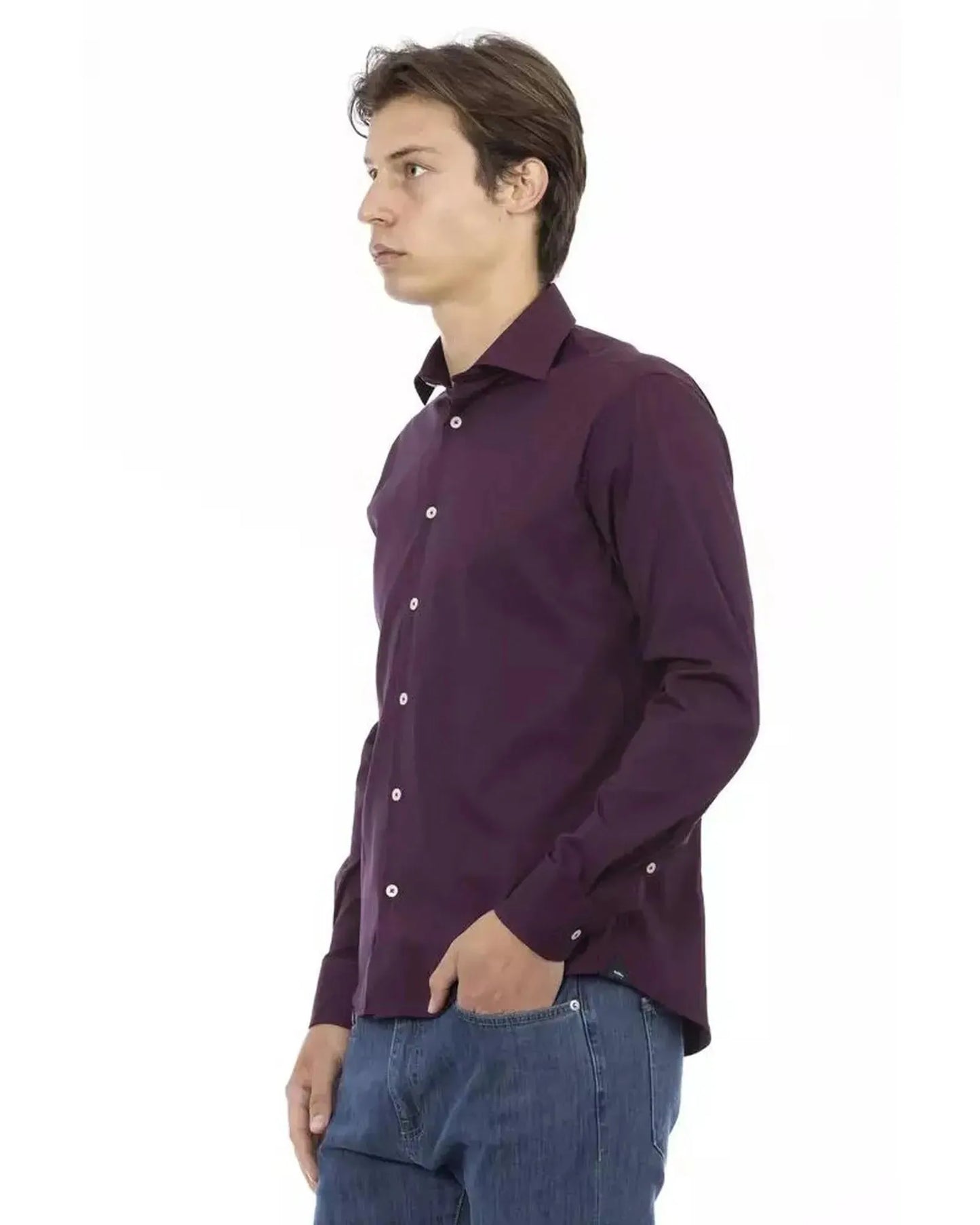 Baldinini Trend Men's Bordeaux Cotton Shirt - L - Scarlett Rolling