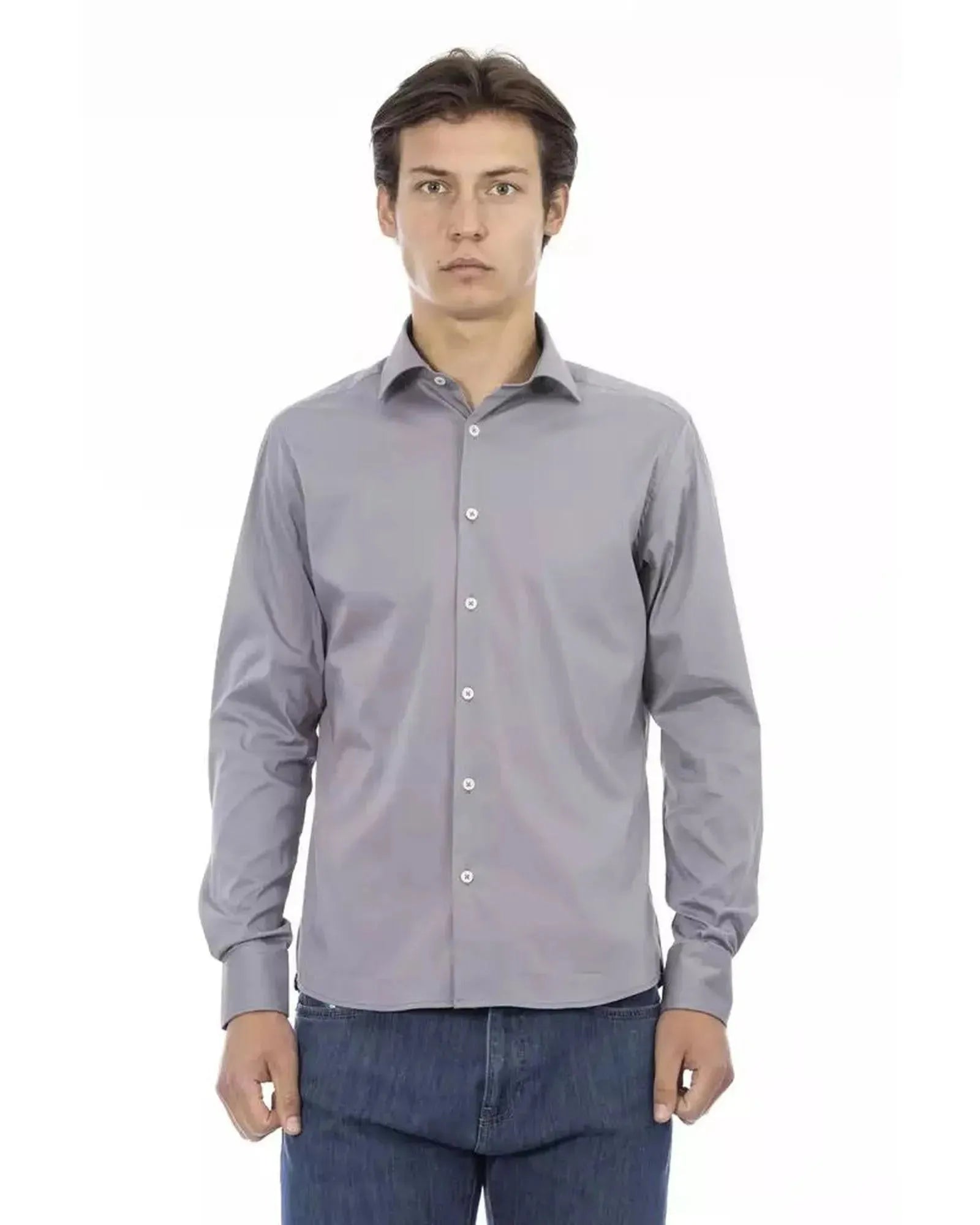 Baldinini Trend Men's Gray Cotton Shirt - L - Scarlett Rolling