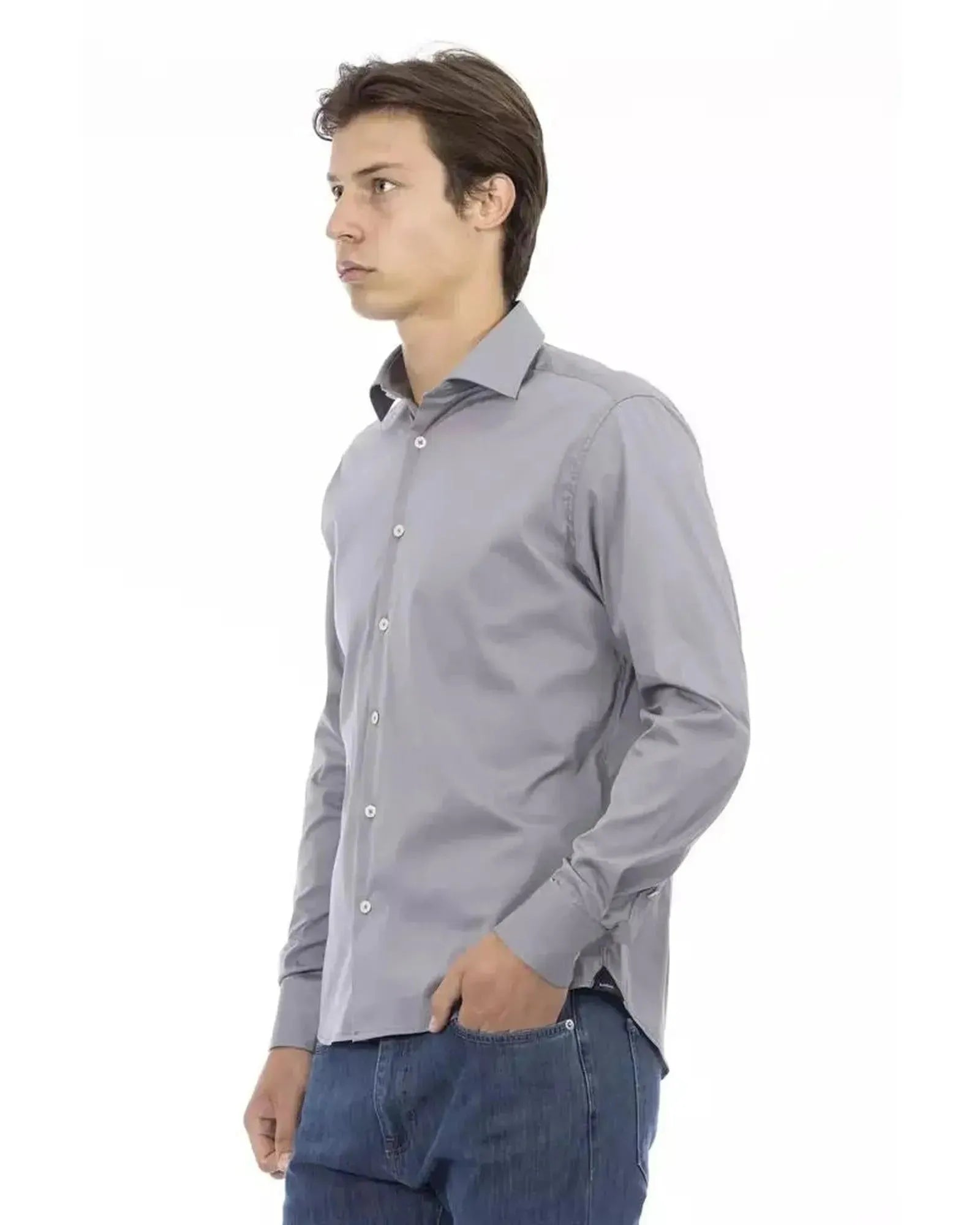 Baldinini Trend Men's Gray Cotton Shirt - L - Scarlett Rolling