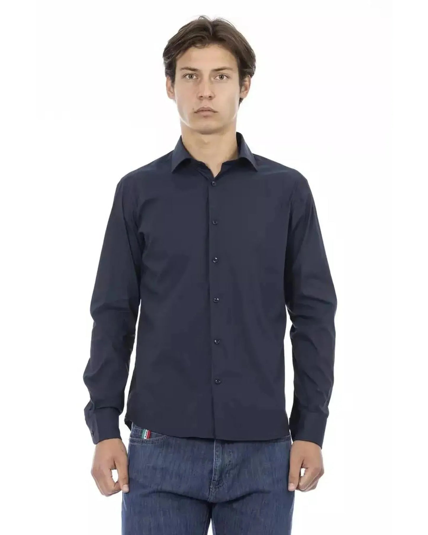 Baldinini Trend Men's Blue Cotton Shirt - L - Scarlett Rolling