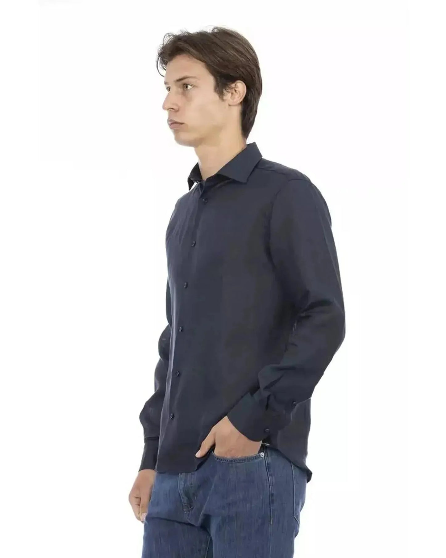 Baldinini Trend Men's Blue Linen Shirt - L - Scarlett Rolling