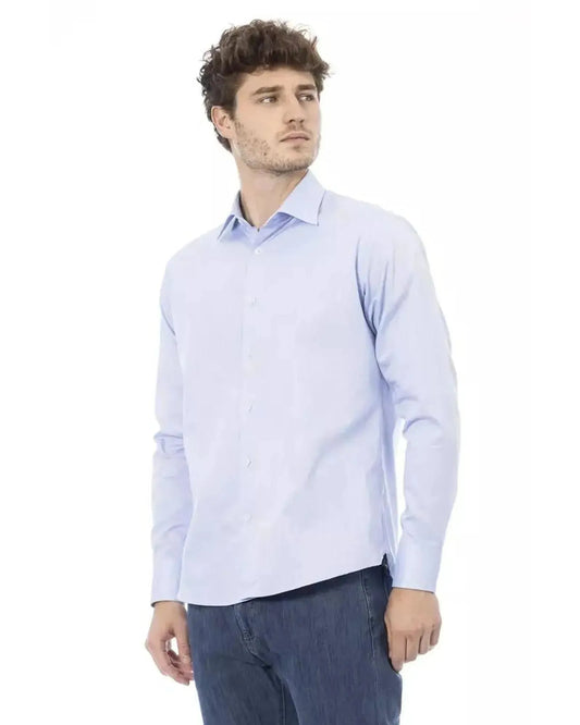 Baldinini Trend Men's Light Blue Cotton Shirt - L - Scarlett Rolling