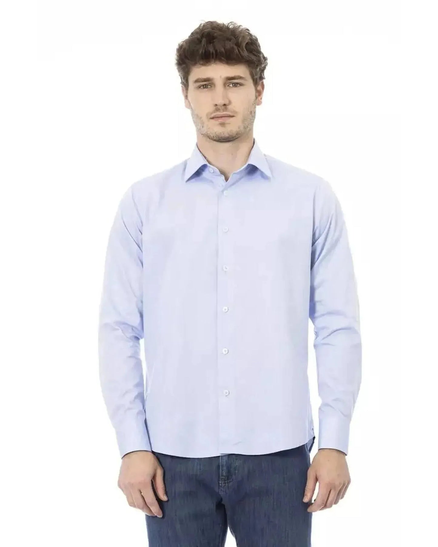 Baldinini Trend Men's Light Blue Cotton Shirt - 2XL - Scarlett Rolling