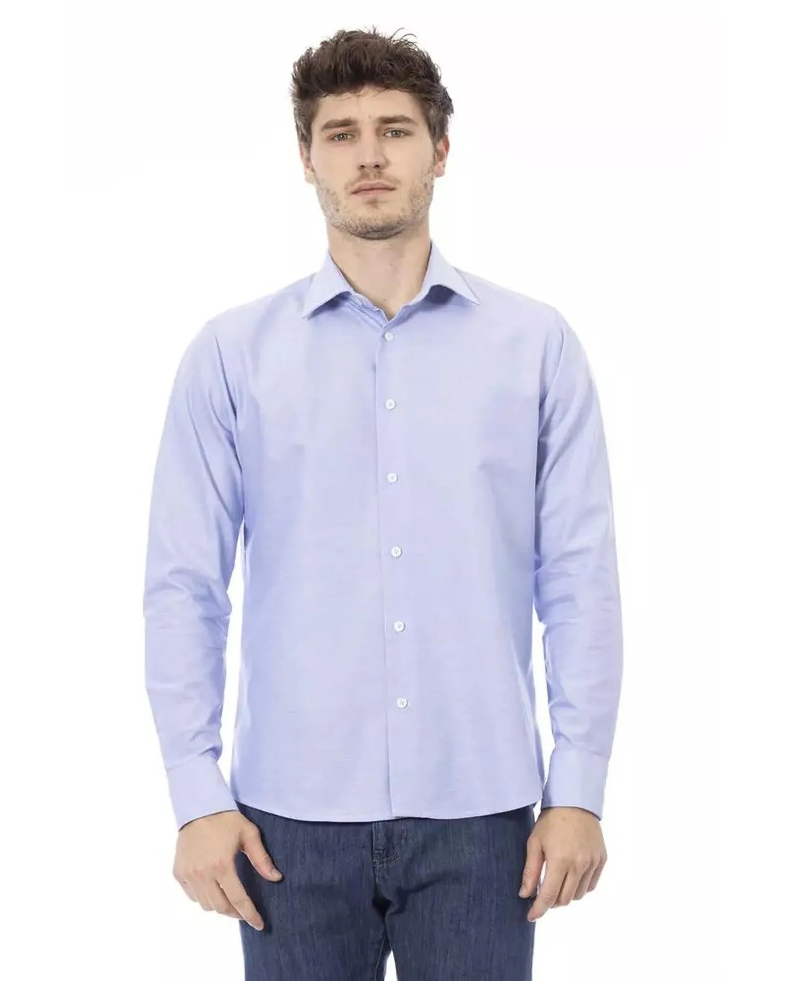 Baldinini Trend Men's Light Blue Cotton Shirt - XL - Scarlett Rolling