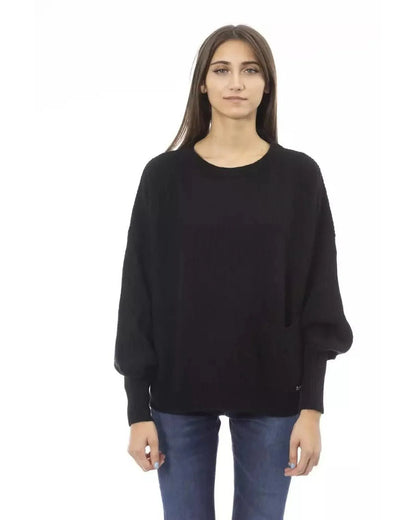 Baldinini Trend Women's Black Wool Sweater - L - Scarlett Rolling