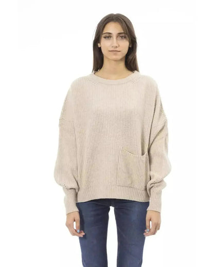 Baldinini Trend Women's Beige Wool Sweater - L - Scarlett Rolling