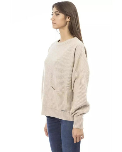 Baldinini Trend Women's Beige Wool Sweater - L - Scarlett Rolling