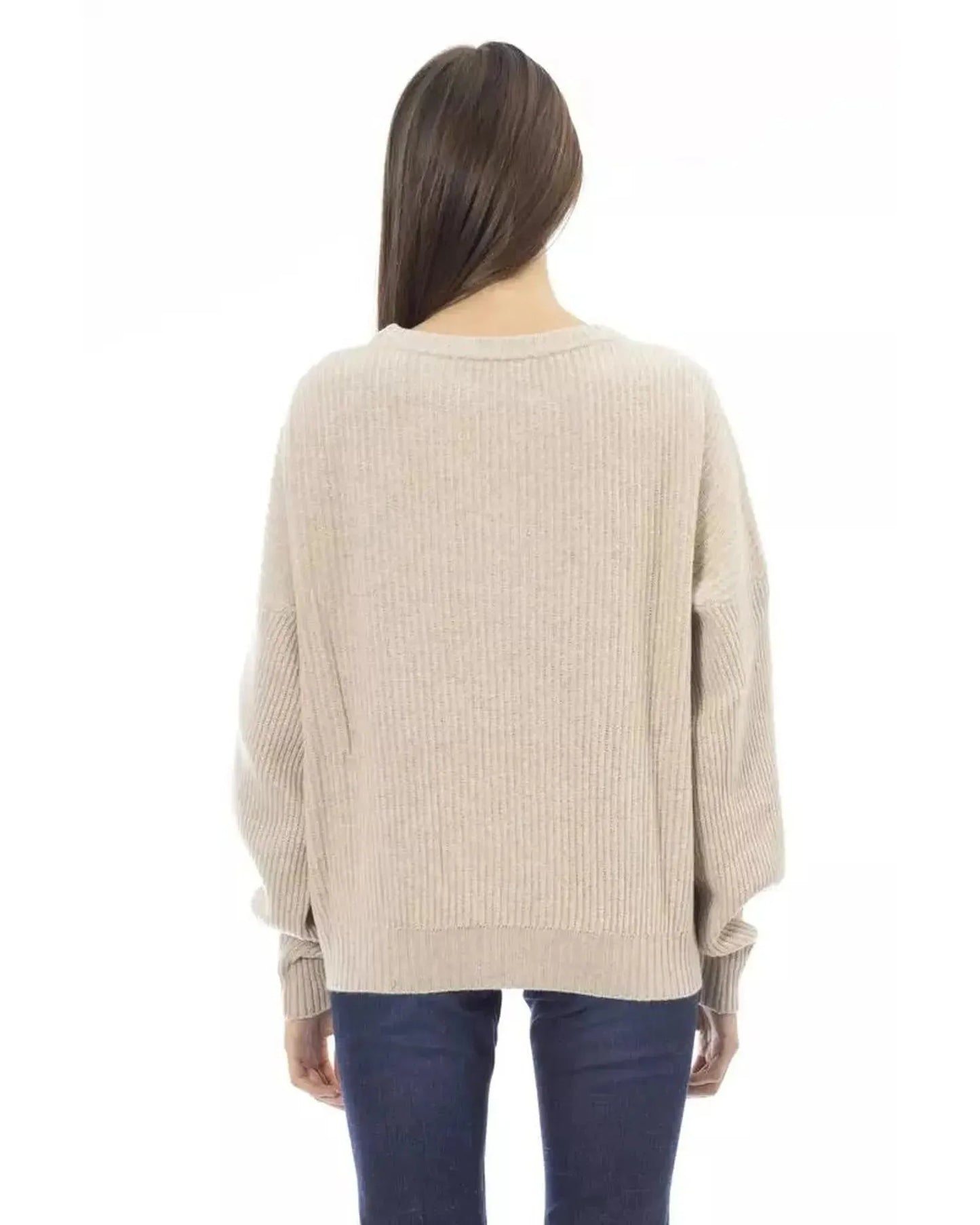 Baldinini Trend Women's Beige Wool Sweater - L - Scarlett Rolling