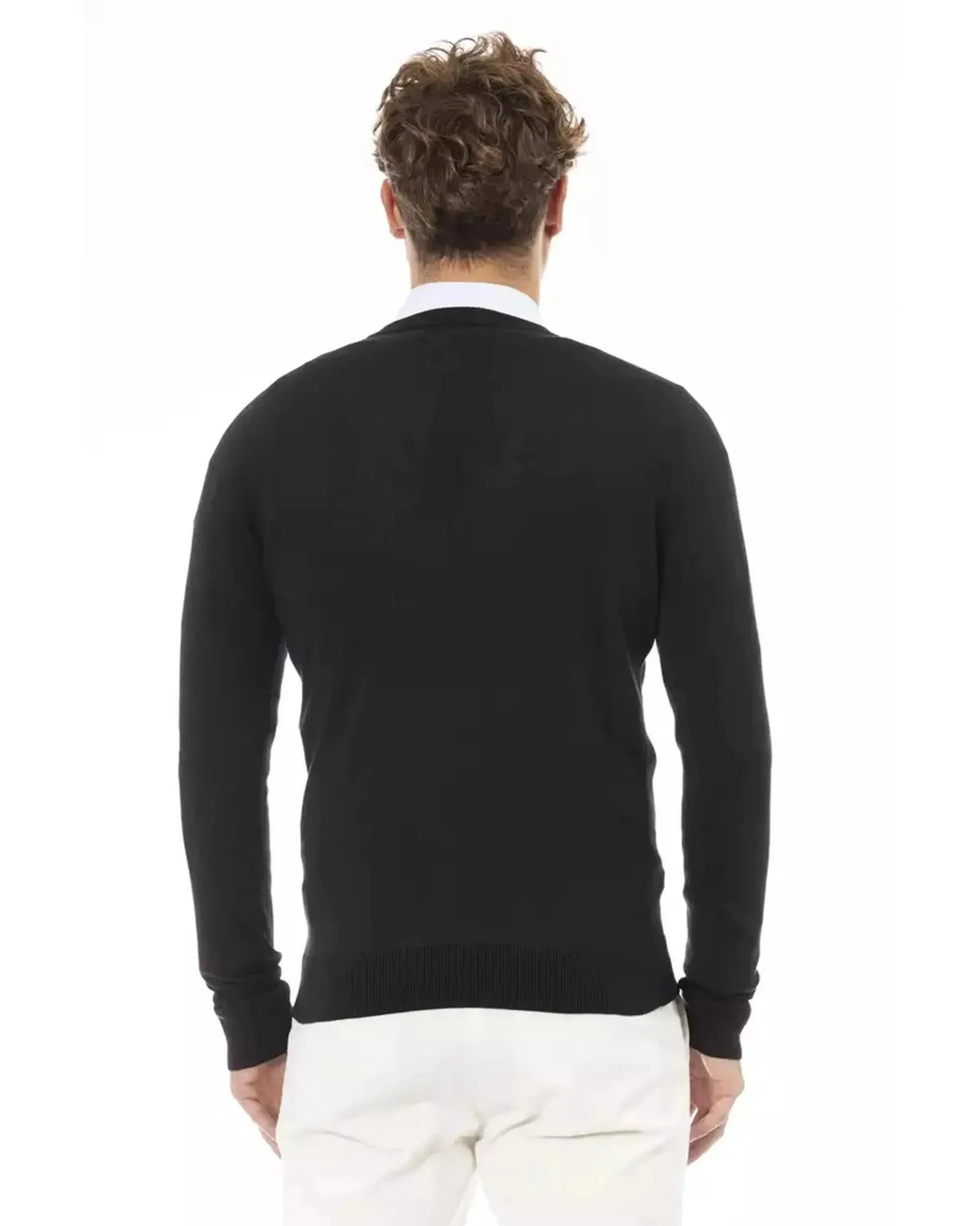 Metal Monogram V-Neck Sweater with Ribbed Details 48 IT Men - Scarlett Rolling