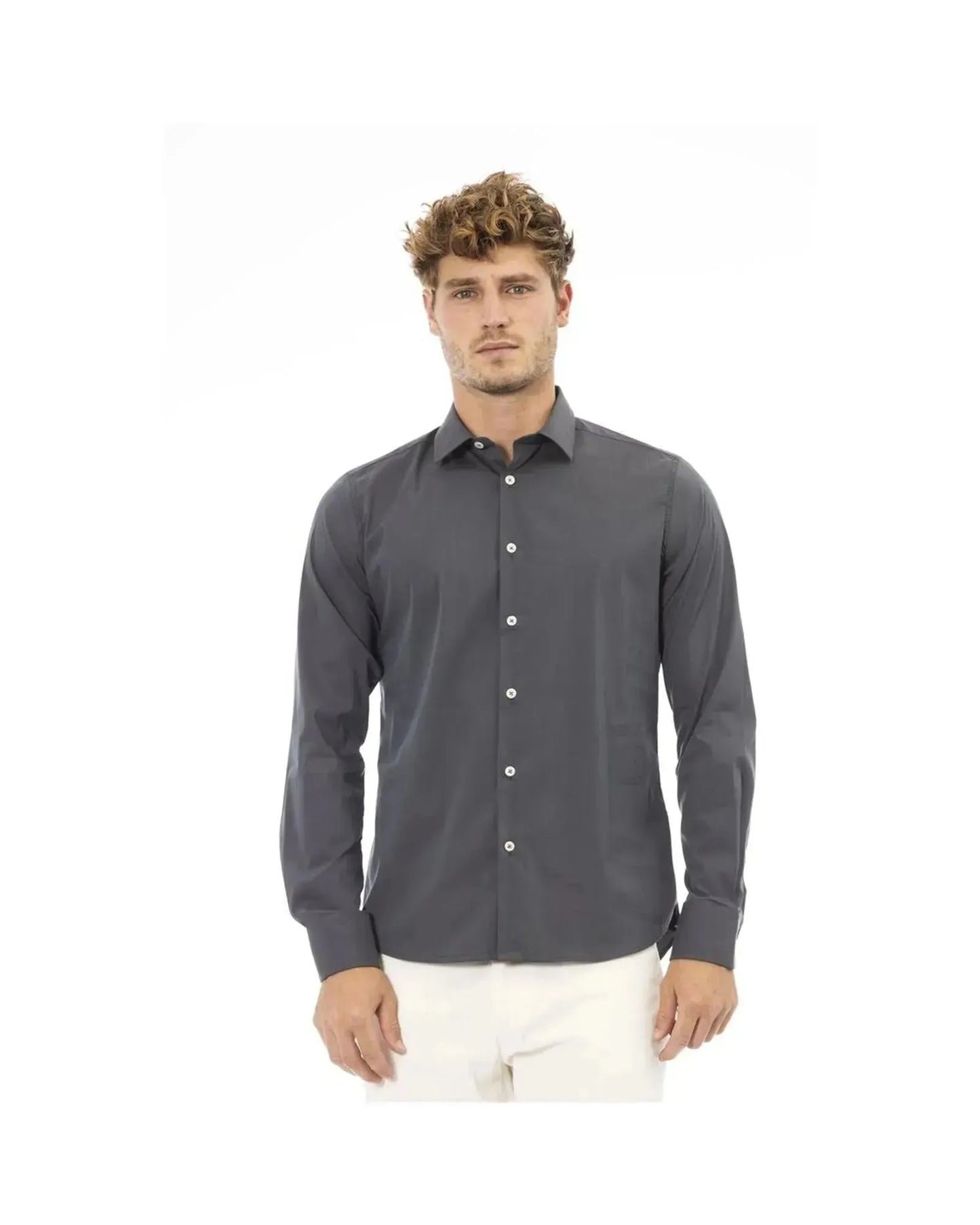 Baldinini Trend Men's Gray Cotton Shirt - M - Scarlett Rolling