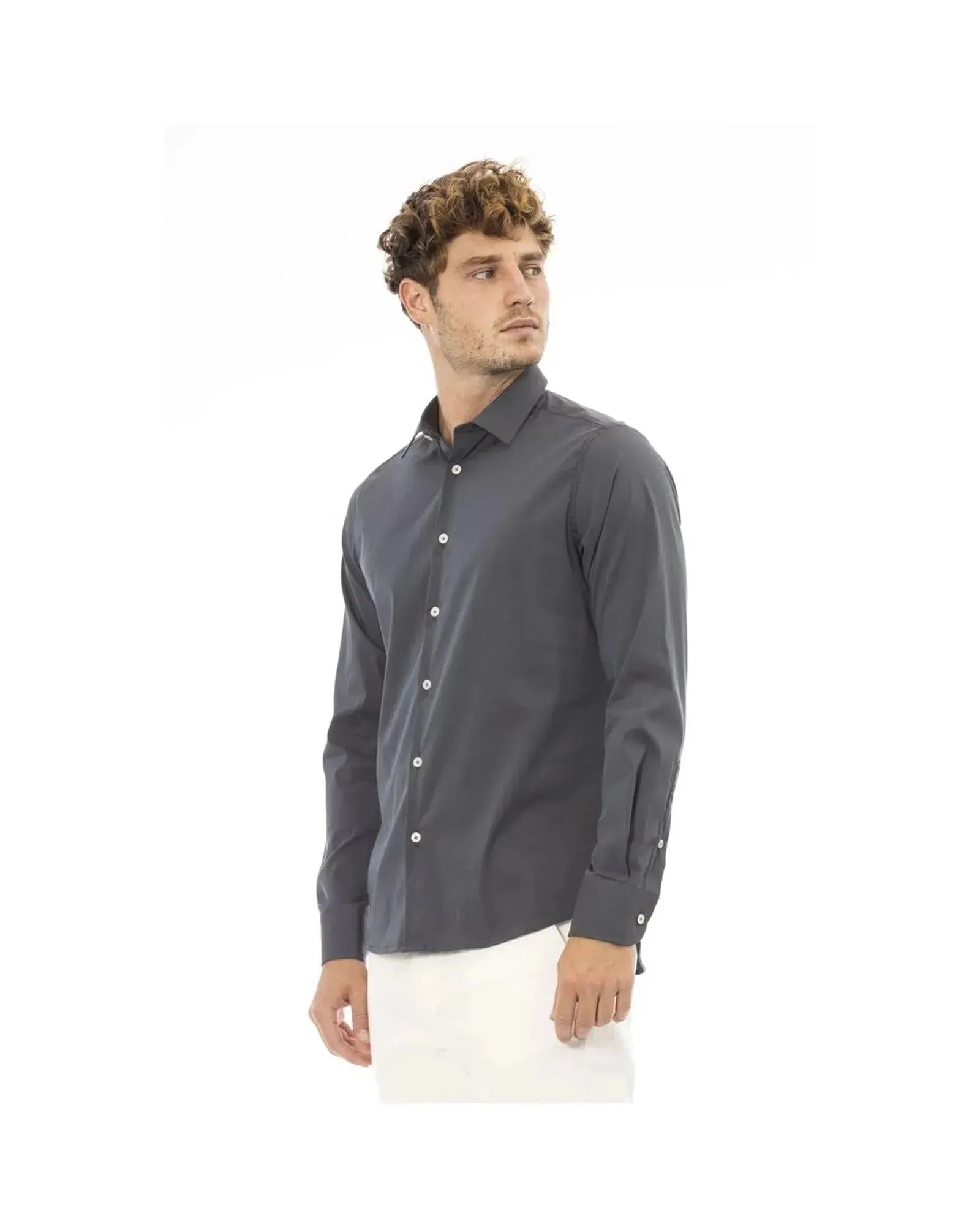 Baldinini Trend Men's Gray Cotton Shirt - M - Scarlett Rolling