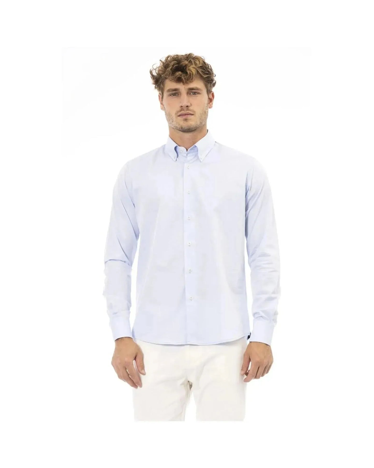 Baldinini Trend Men's Light Blue Cotton Shirt - 44 IT - Scarlett Rolling