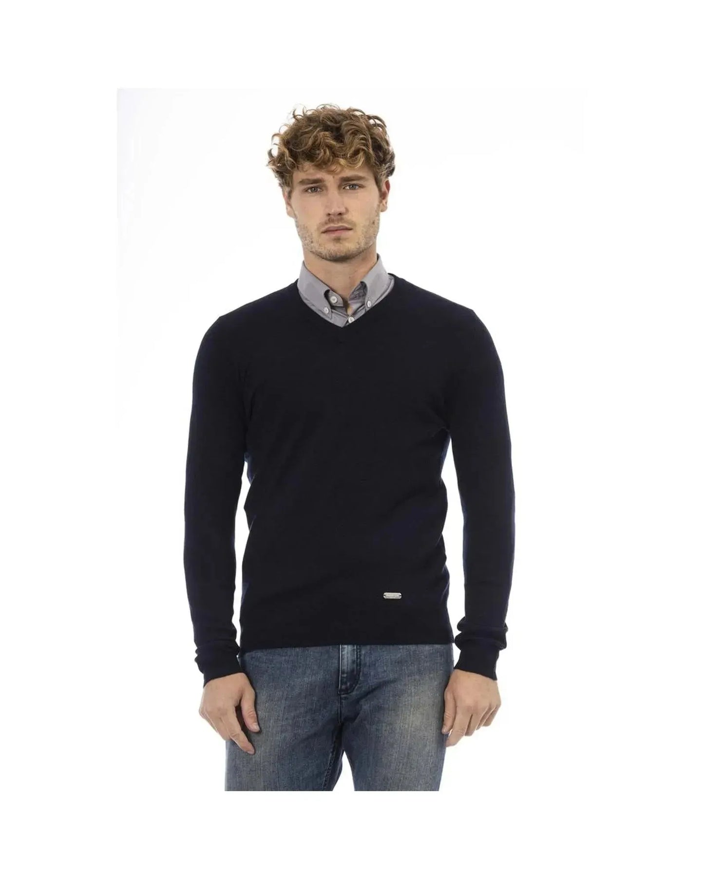 Baldinini Trend Men's Blue Wool Sweater - 48 IT - Scarlett Rolling