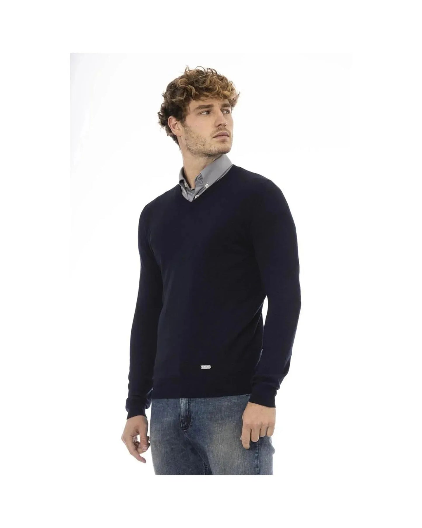 Baldinini Trend Men's Blue Wool Sweater - 48 IT - Scarlett Rolling