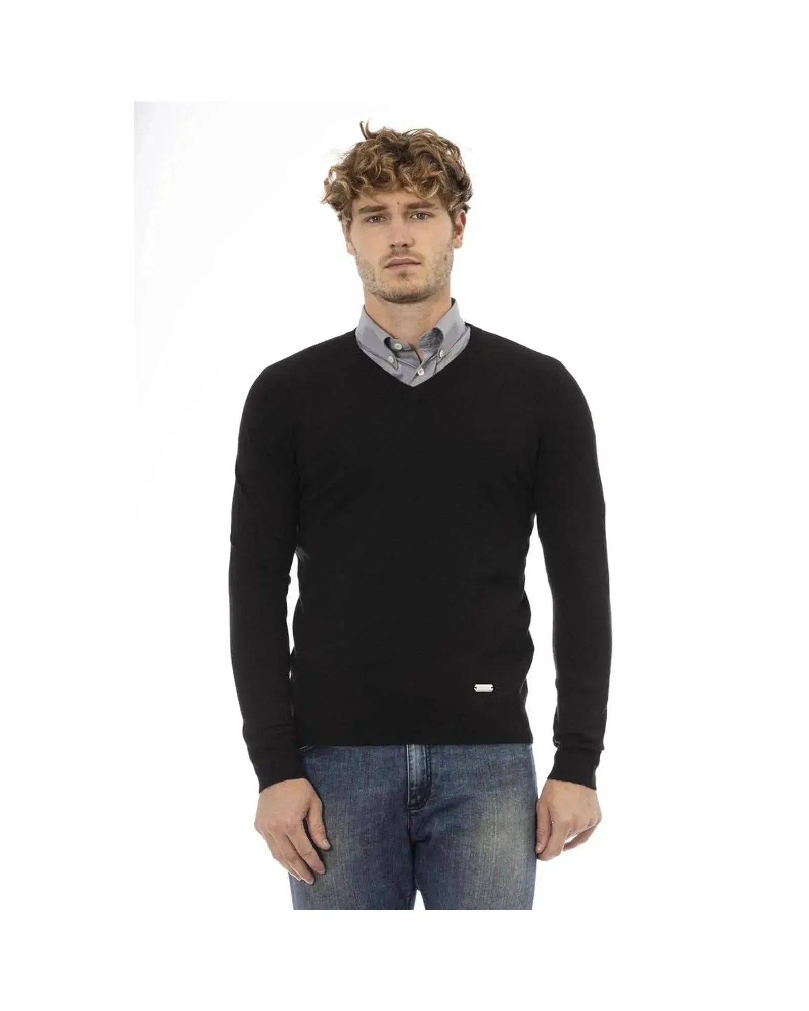 Baldinini Trend Men's Black Wool Sweater - 48 IT - Scarlett Rolling