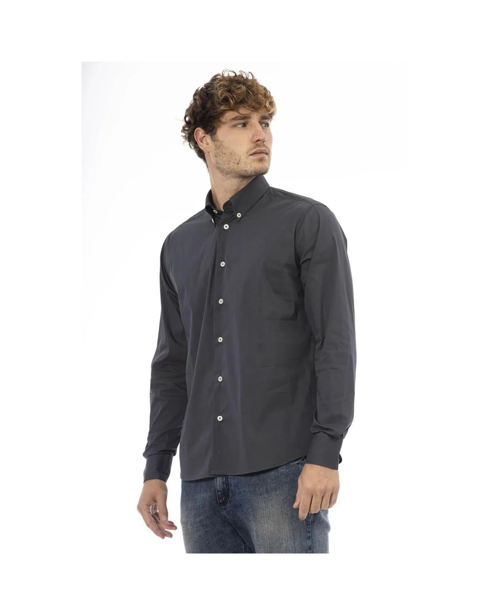 Baldinini Trend Men's Gray Cotton Shirt - 44 IT - Scarlett Rolling