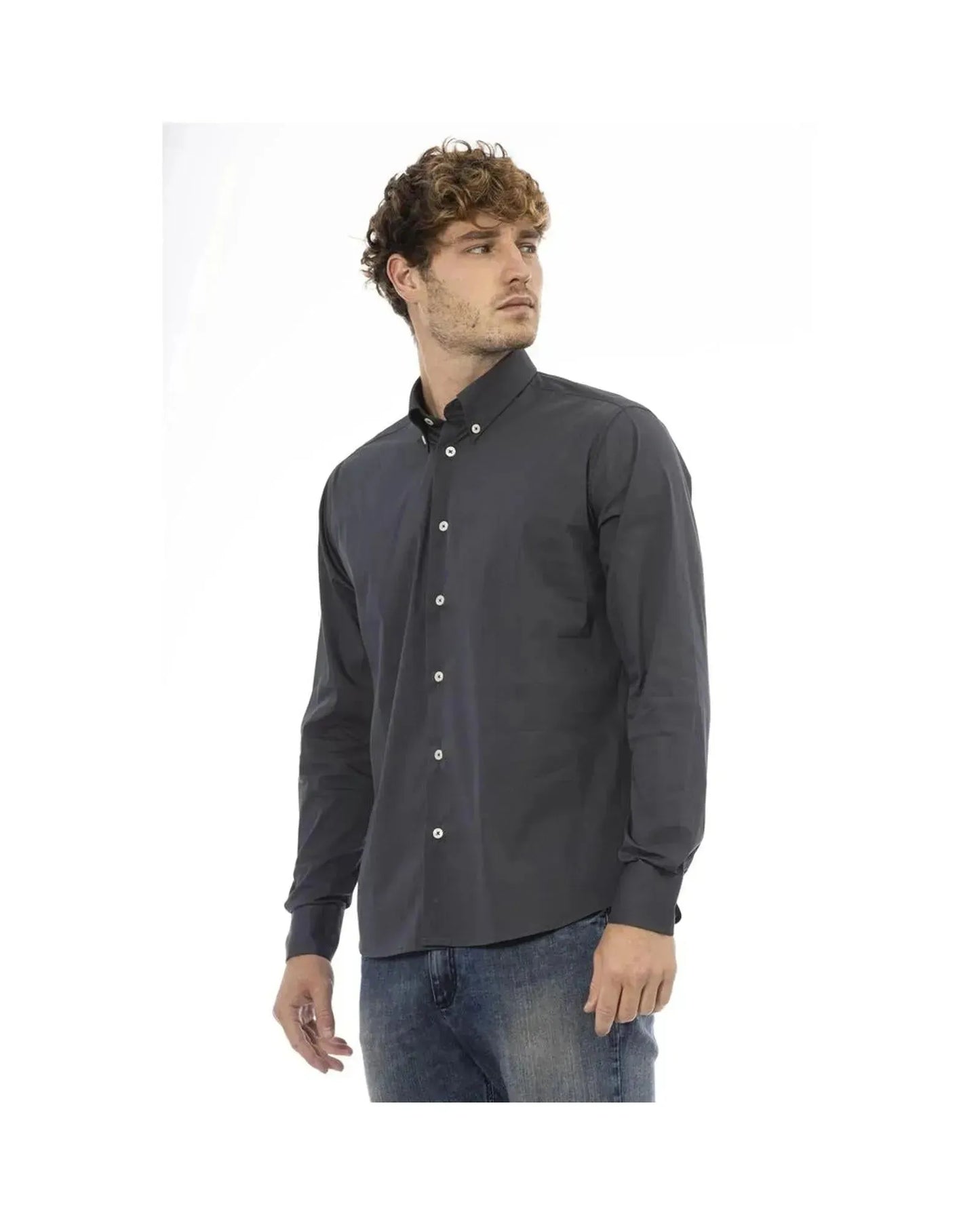 Baldinini Trend Men's Gray Cotton Shirt - M - Scarlett Rolling