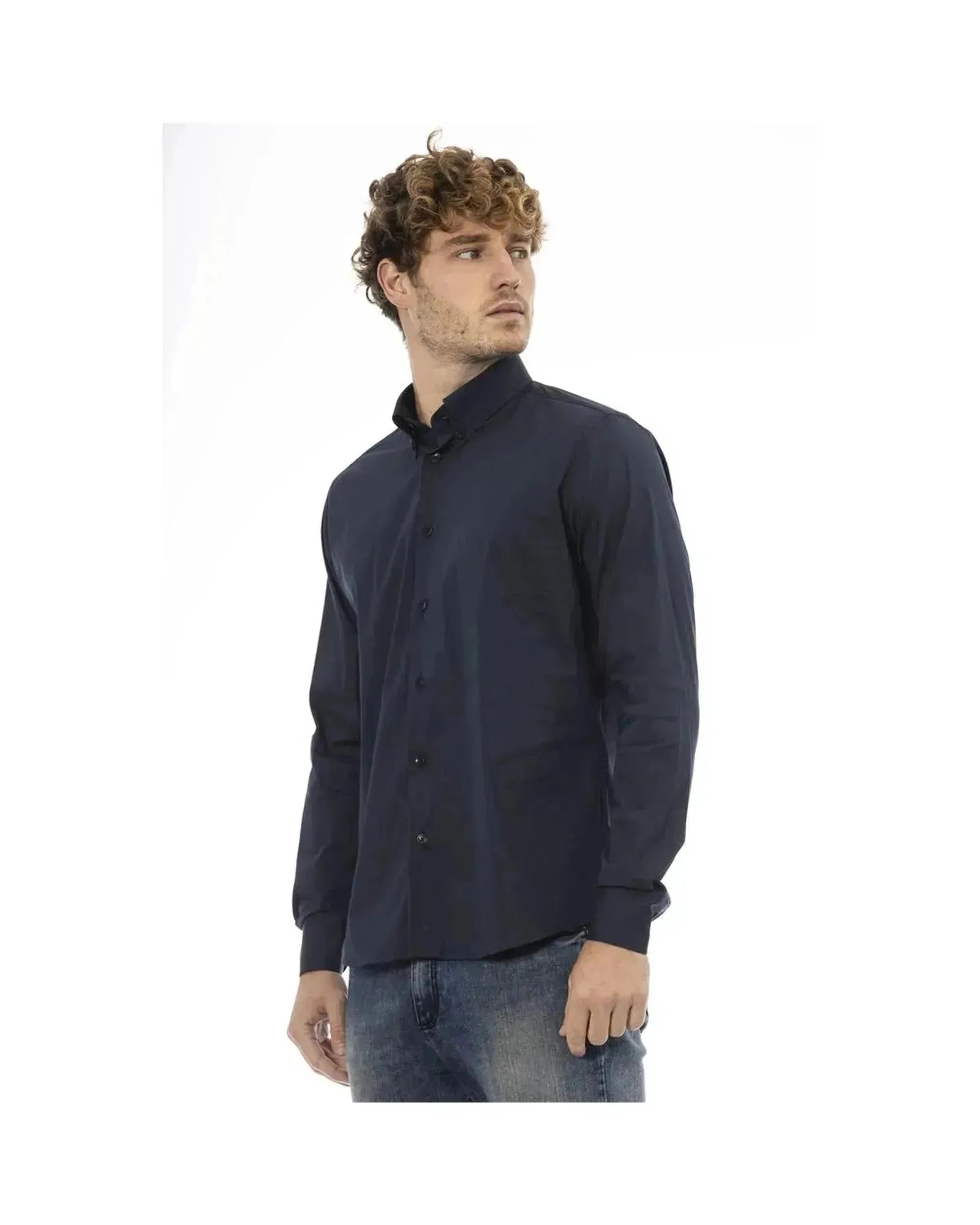 Baldinini Trend Men's Blue Cotton Shirt - 44 IT - Scarlett Rolling