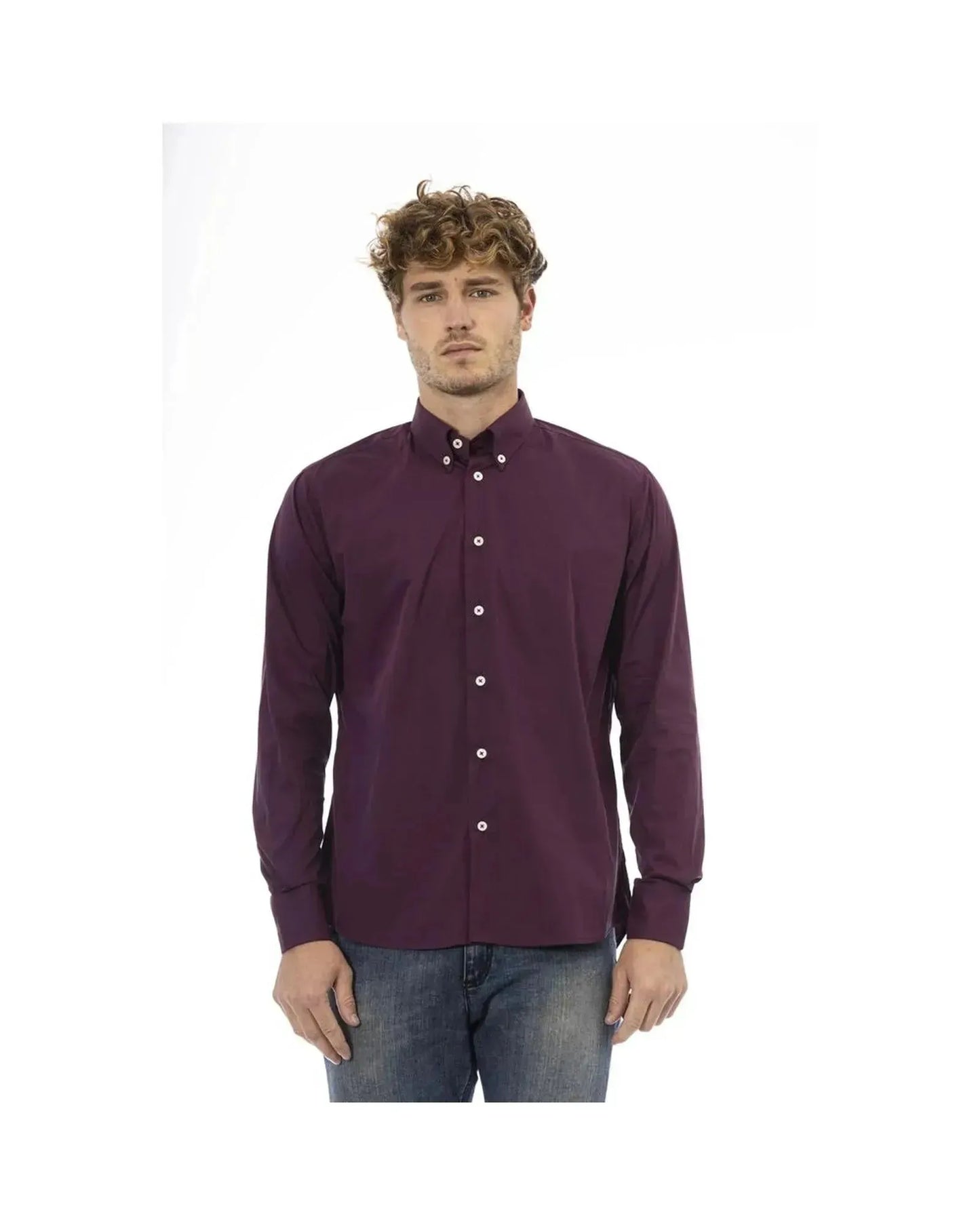 Baldinini Trend Men's Burgundy Cotton Shirt - 44 IT - Scarlett Rolling