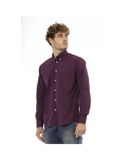 Baldinini Trend Men's Burgundy Cotton Shirt - L - Scarlett Rolling