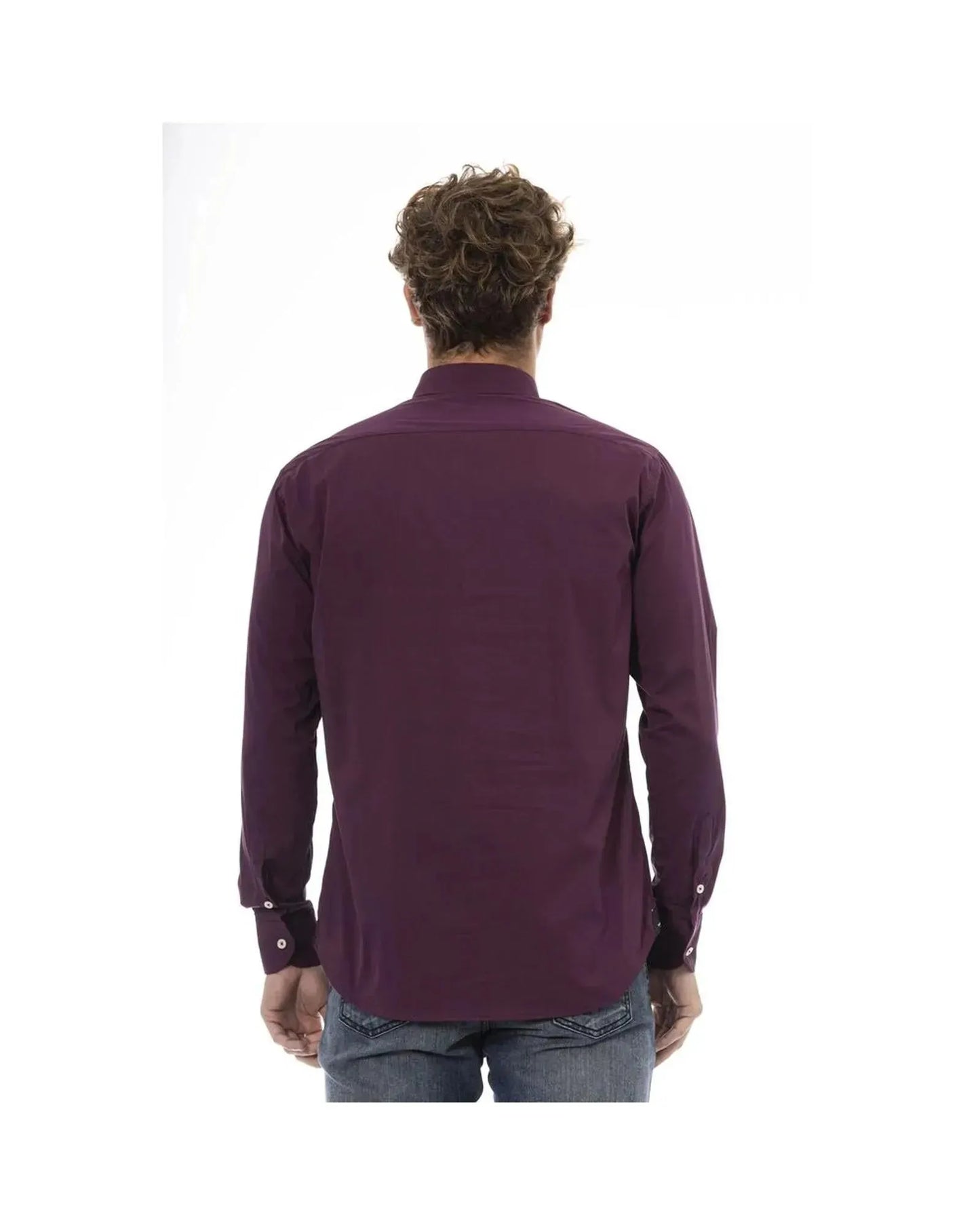 Baldinini Trend Men's Burgundy Cotton Shirt - M - Scarlett Rolling