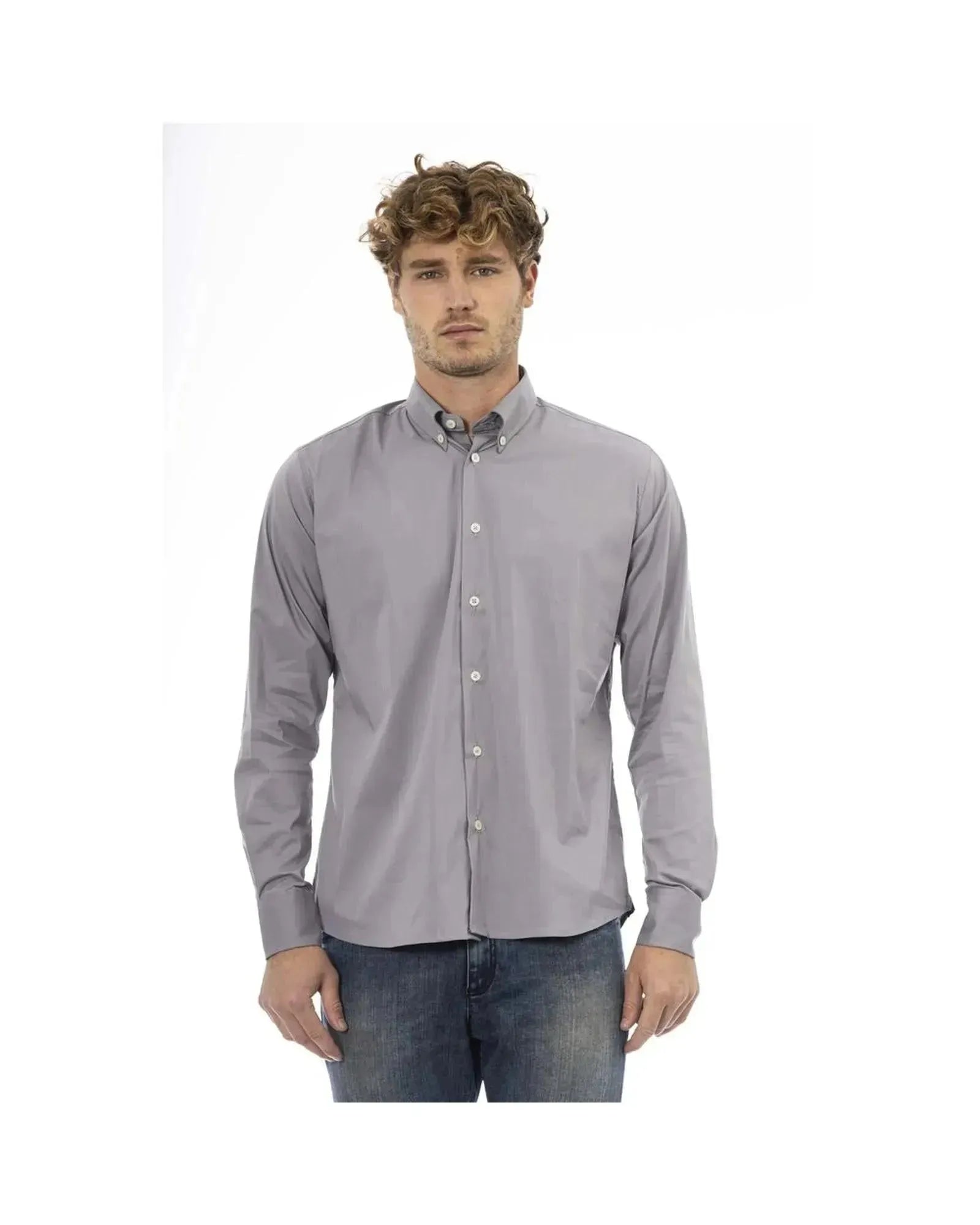 Baldinini Trend Men's Gray Cotton Shirt - 44 IT - Scarlett Rolling