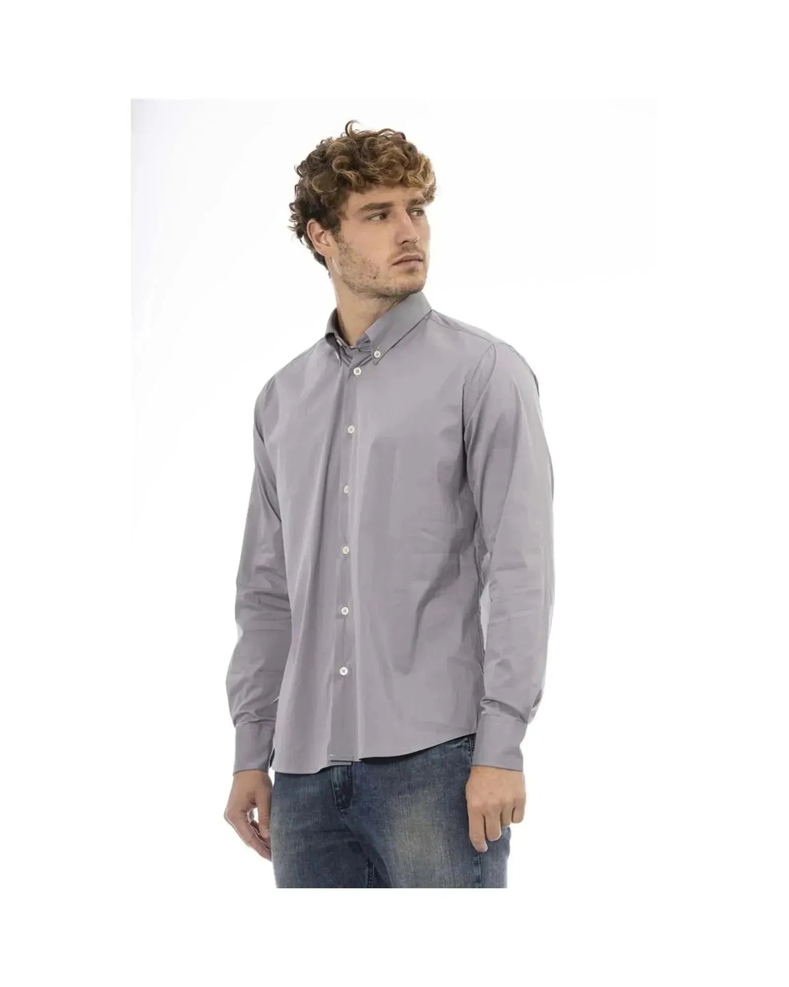 Baldinini Trend Men's Gray Cotton Shirt - 44 IT - Scarlett Rolling