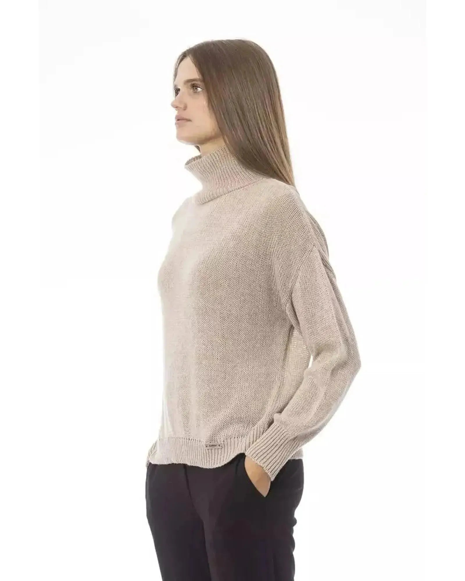 Baldinini Trend Women's Beige Viscose Sweater - M - Scarlett Rolling