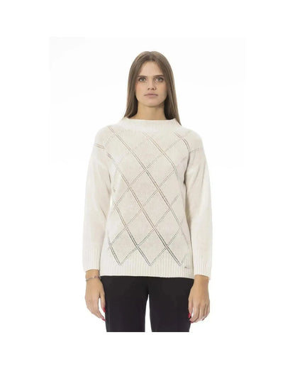 Baldinini Trend Women's Beige Wool Sweater - M - Scarlett Rolling