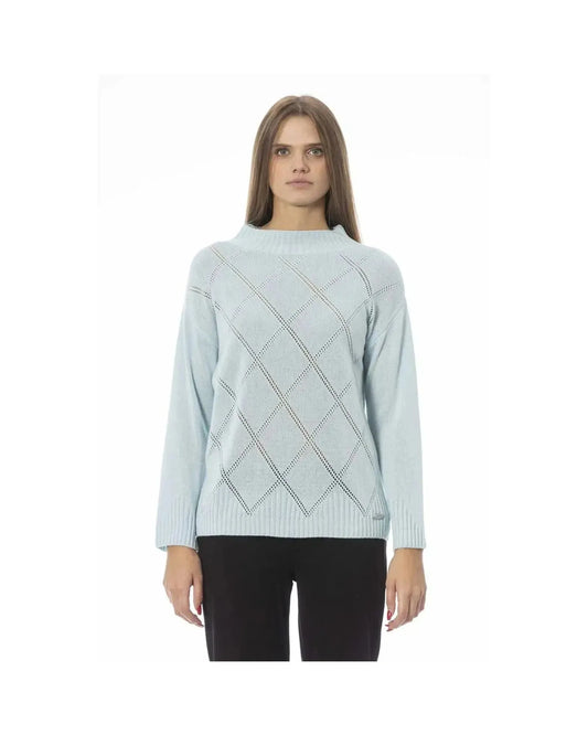 Baldinini Trend Women's Light Blue Wool Sweater - M - Scarlett Rolling