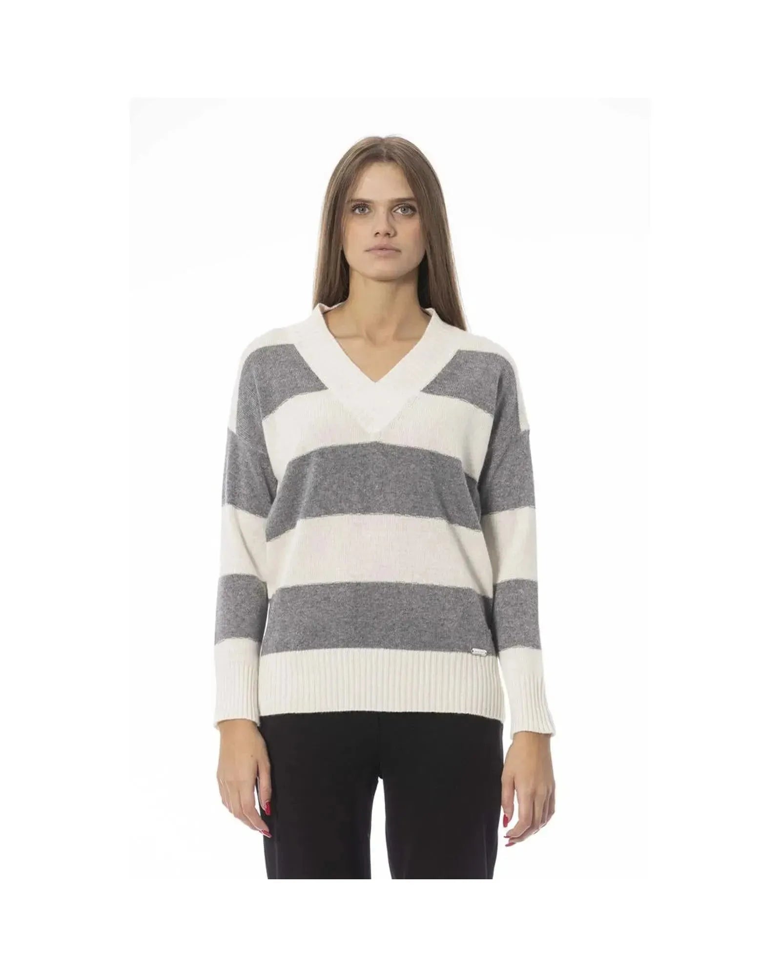 Baldinini Trend Women's Gray Wool Sweater - M - Scarlett Rolling