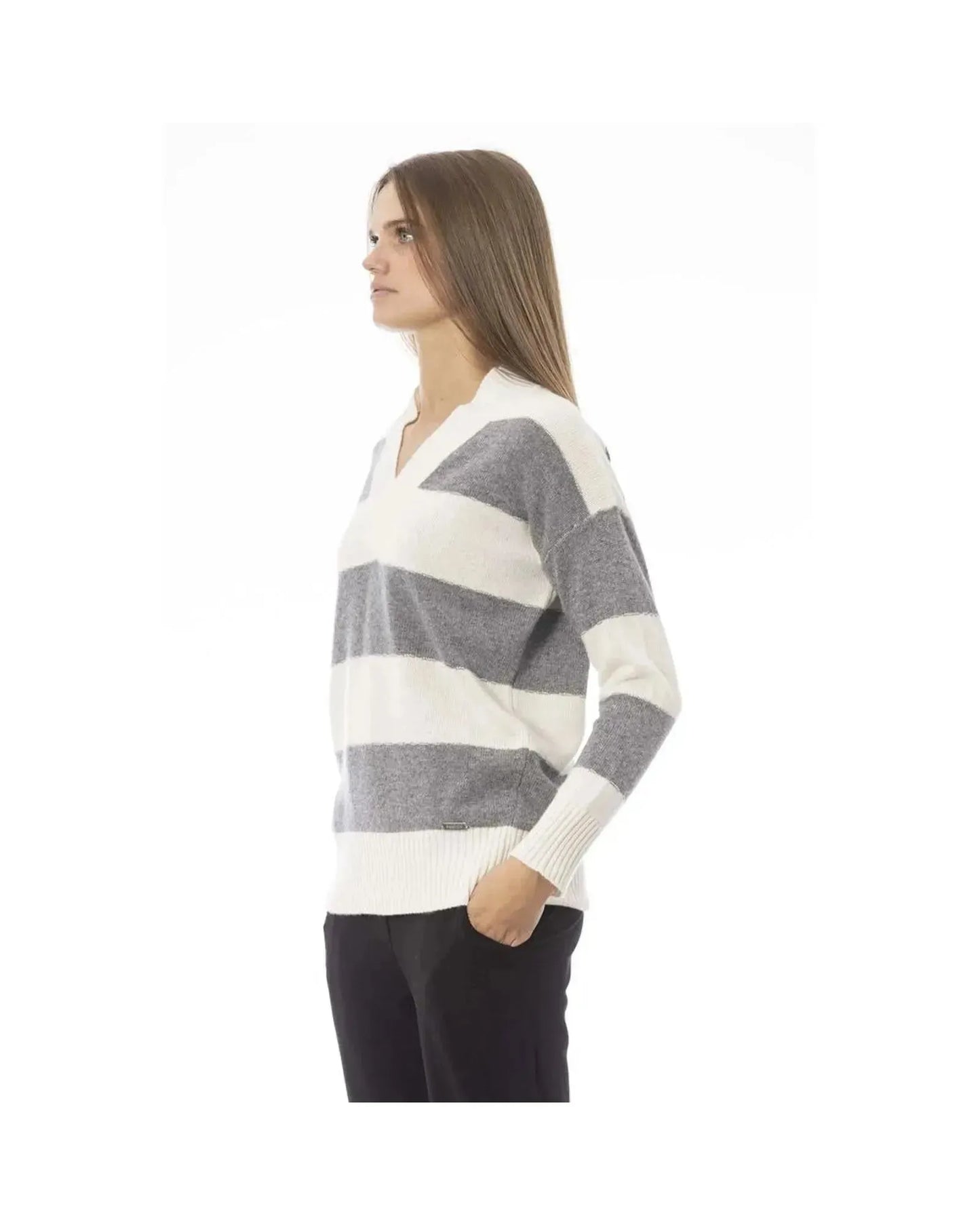 Baldinini Trend Women's Gray Wool Sweater - M - Scarlett Rolling