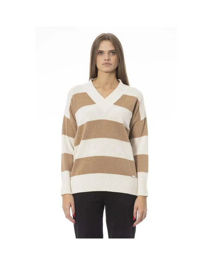 Baldinini Trend Women's Beige Wool Sweater - M - Scarlett Rolling