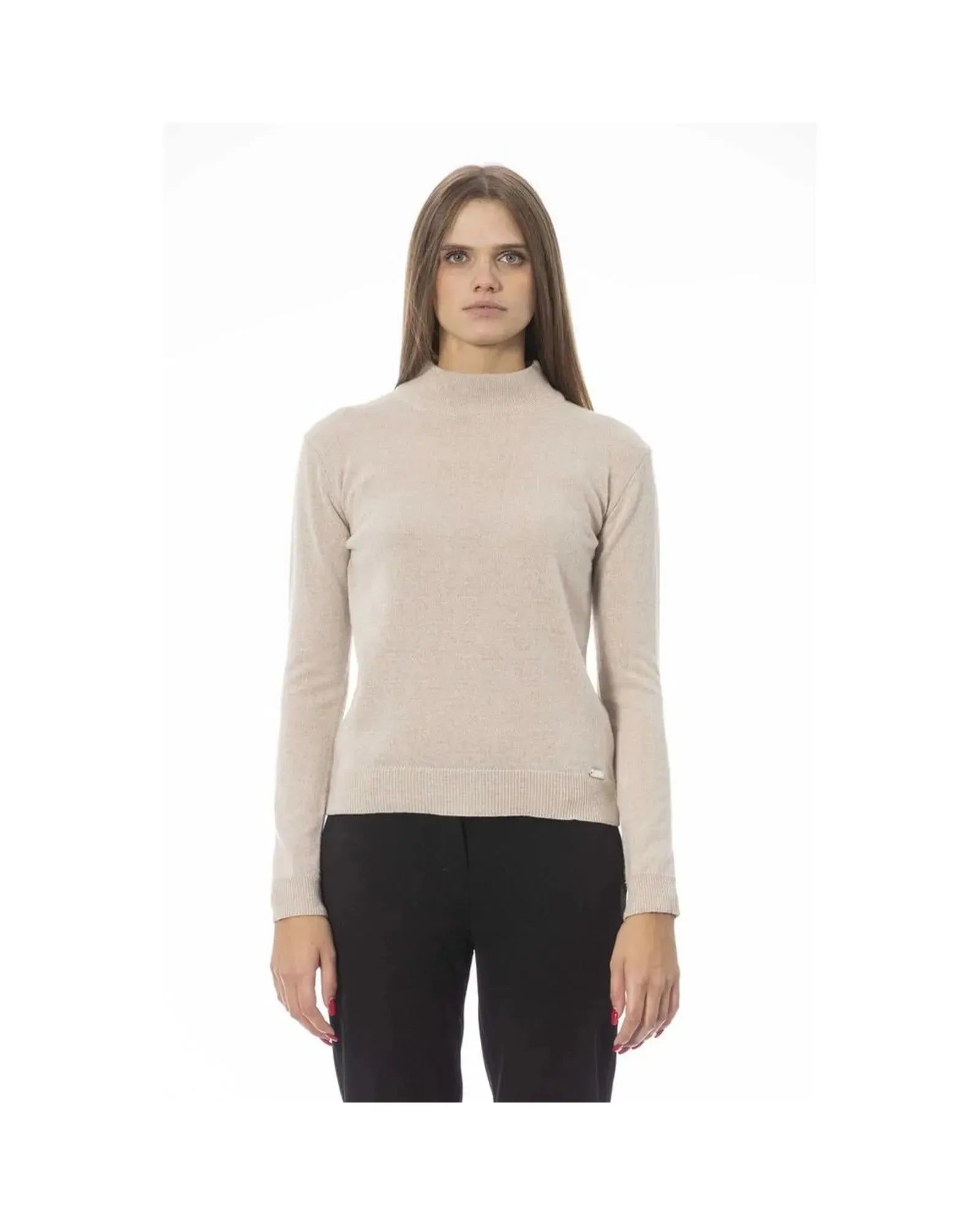 Baldinini Trend Women's Beige Fabric Sweater - M - Scarlett Rolling