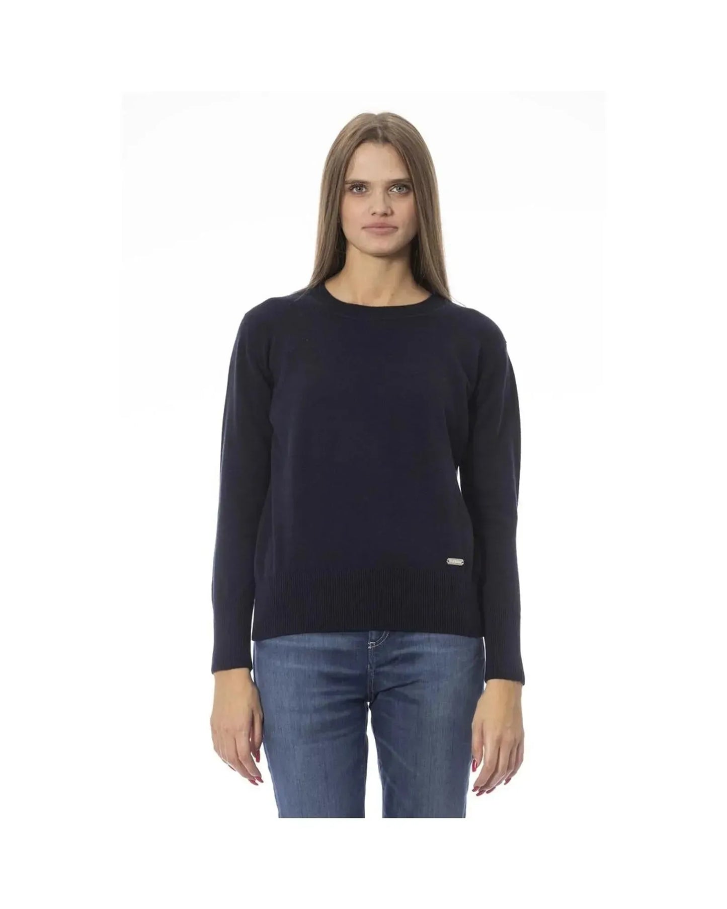 Baldinini Trend Women's Blue Wool Sweater - 40 IT - Scarlett Rolling