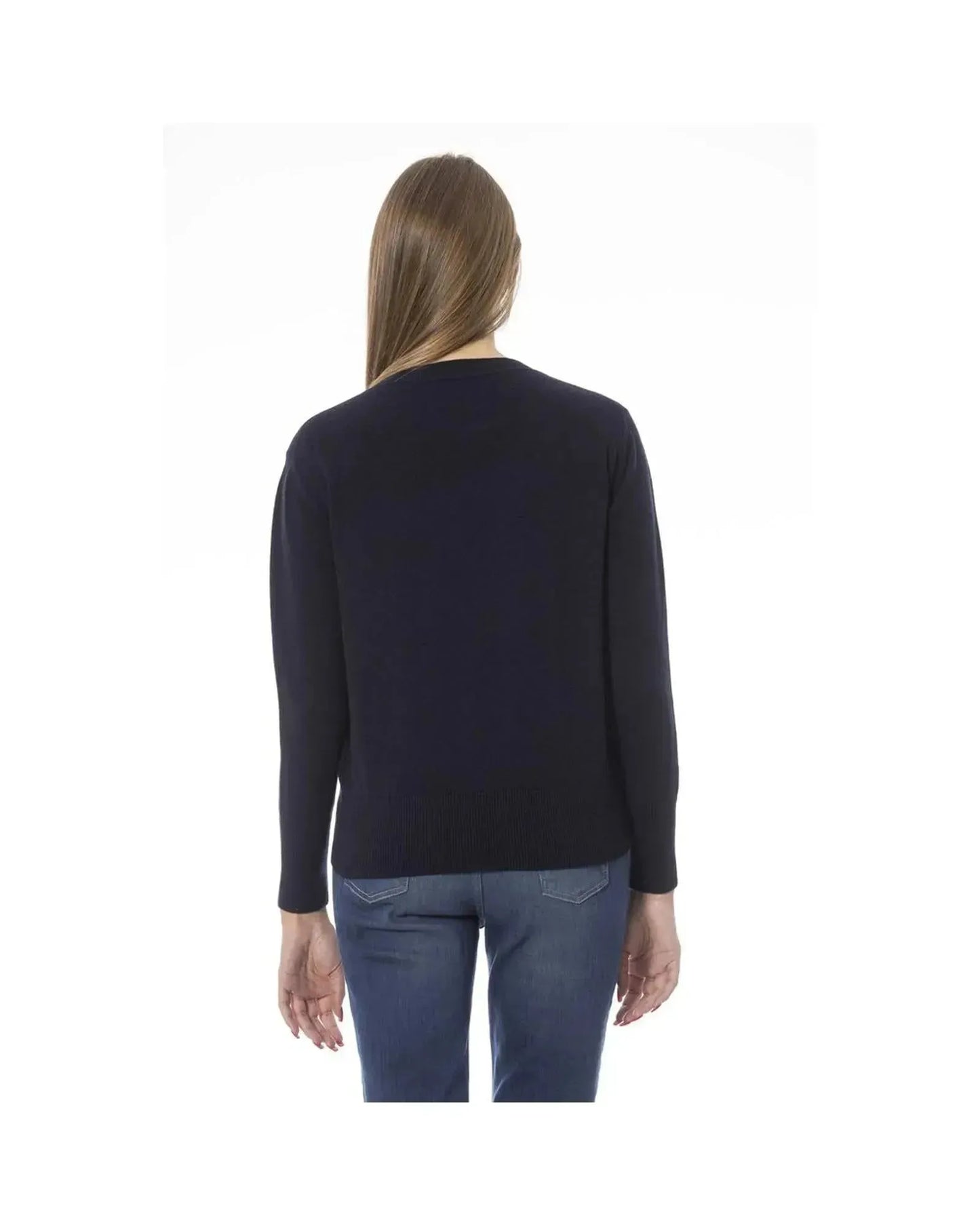 Baldinini Trend Women's Blue Wool Sweater - 40 IT - Scarlett Rolling