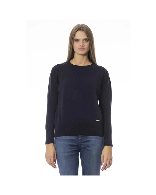 Baldinini Trend Women's Blue Wool Sweater - 42 IT - Scarlett Rolling