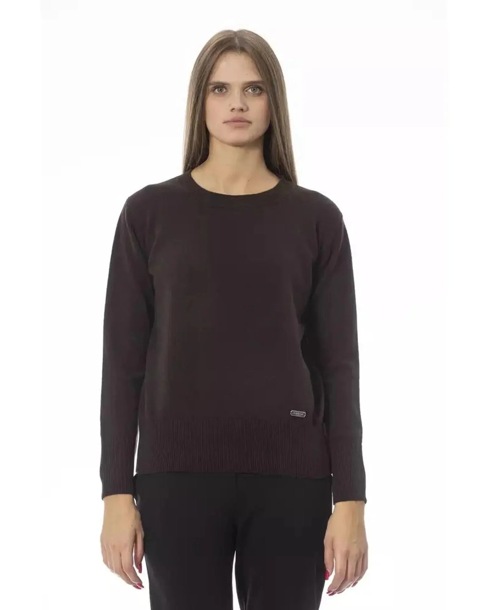 Baldinini Trend Women's Brown Wool Sweater - 42 IT - Scarlett Rolling