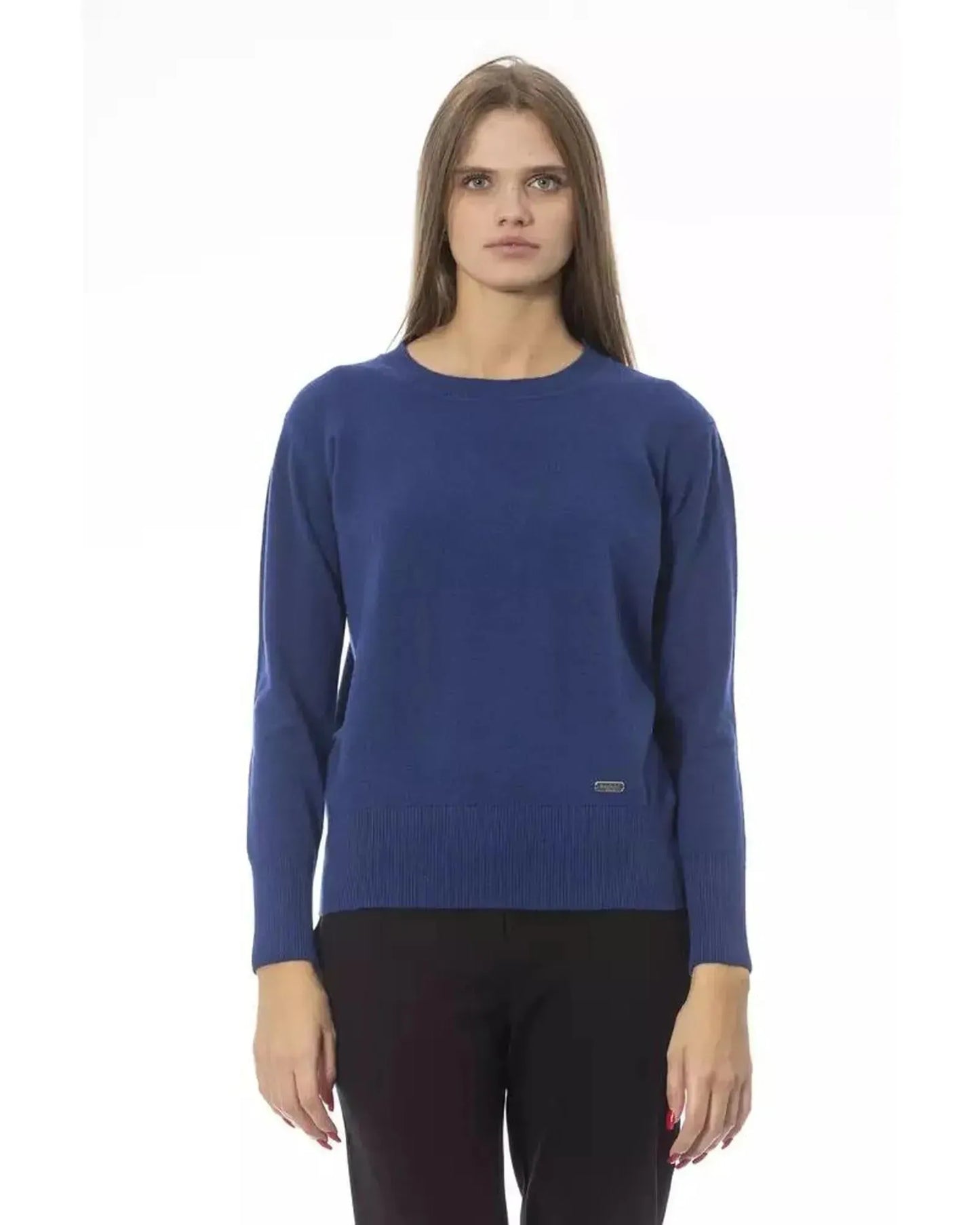 Baldinini Trend Women's Blue Wool Sweater - 42 IT - Scarlett Rolling