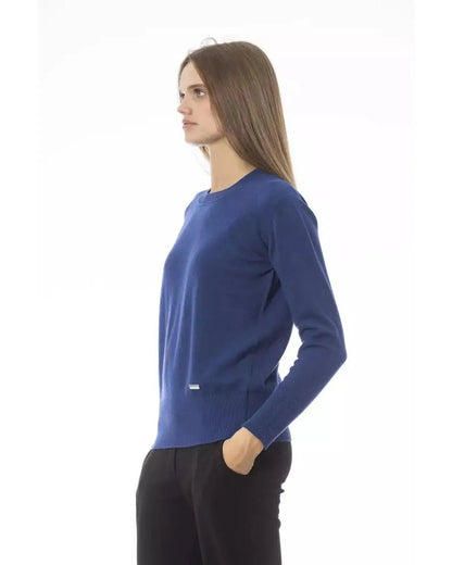 Baldinini Trend Women's Blue Wool Sweater - 42 IT - Scarlett Rolling