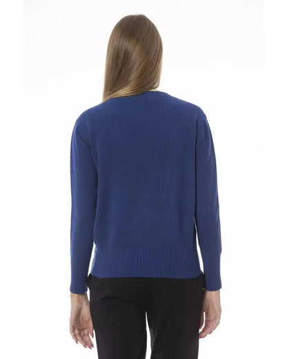 Baldinini Trend Women's Blue Wool Sweater - 42 IT - Scarlett Rolling